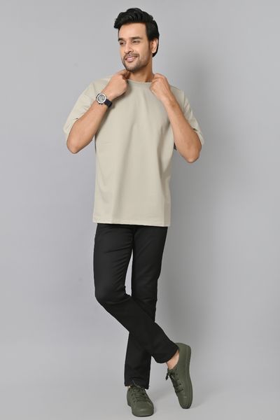 Solid Light Grey Color Oversized T-Shirt