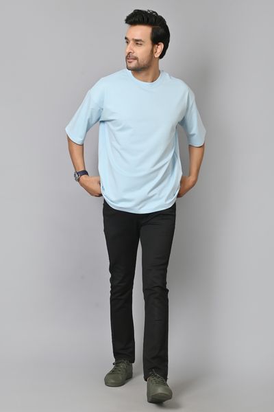 Solid Bright Blue Color Oversized T-Shirt