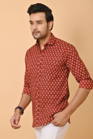 Jaipuri block Print Red Colour shirt