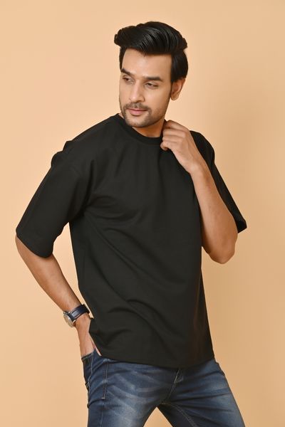 Solid Black Color Oversized T-Shirt