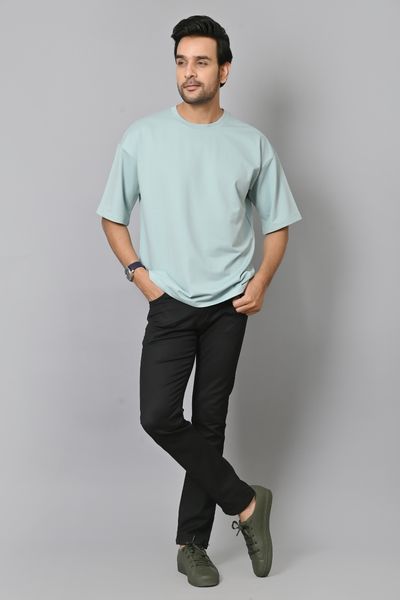 Solid Light Green Color Oversized T-Shirt
