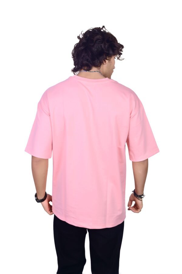 Solid Light Pink Colour Oversized T-Shirt - Image 3