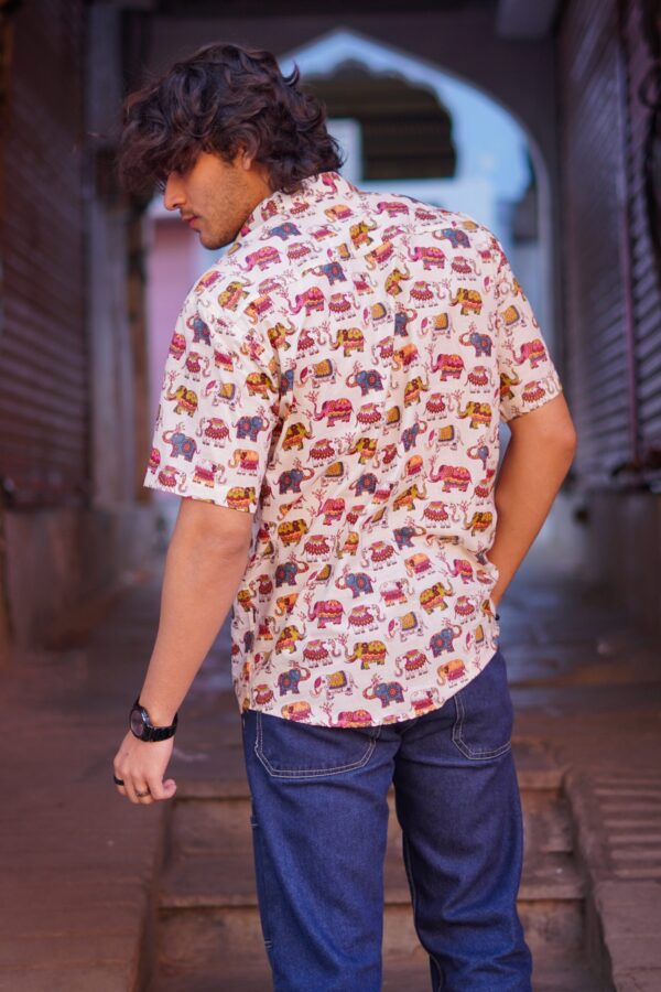 Multicolour Elephant Printed Half Sleeve Shirt - Image 4