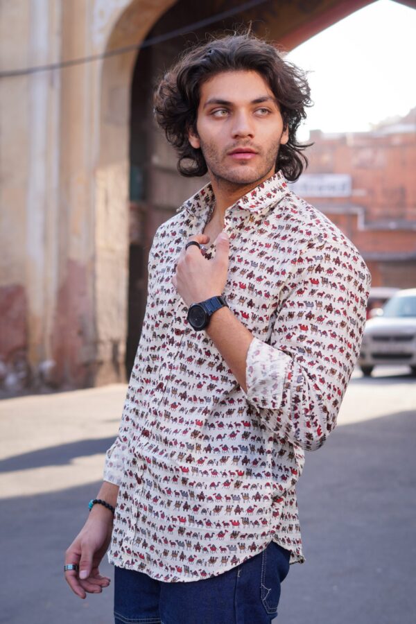 Multicolour Camel Printed Full Sleeve Shirt - Image 2