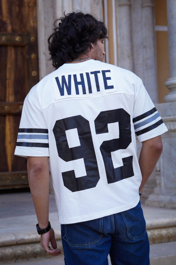 White Boston Cotton Oversized Back Print T-shirt