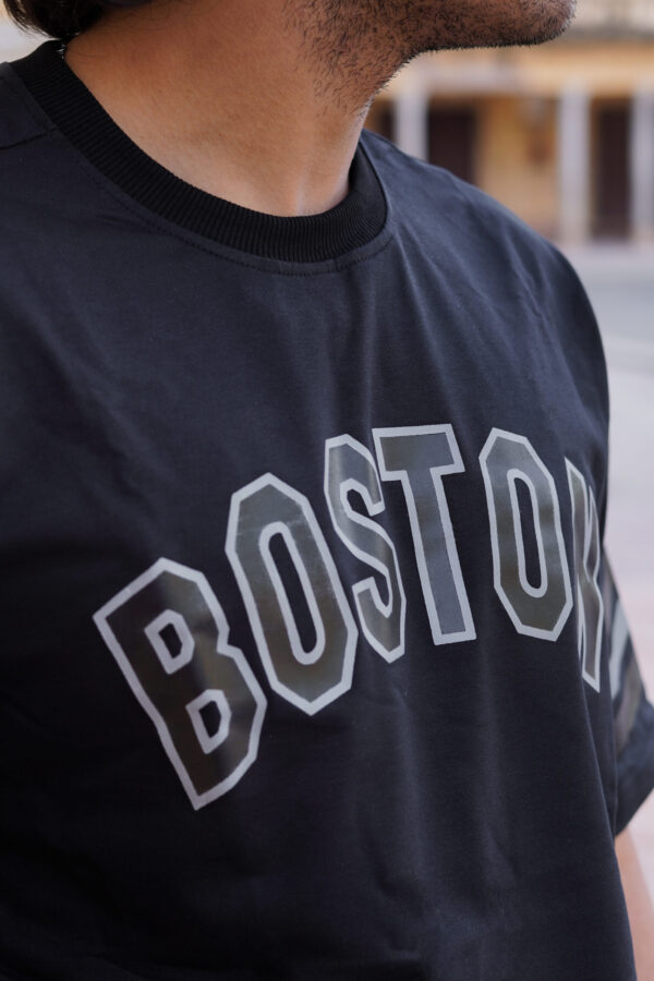 Black Boston Cotton Oversized Back Print T-shirt