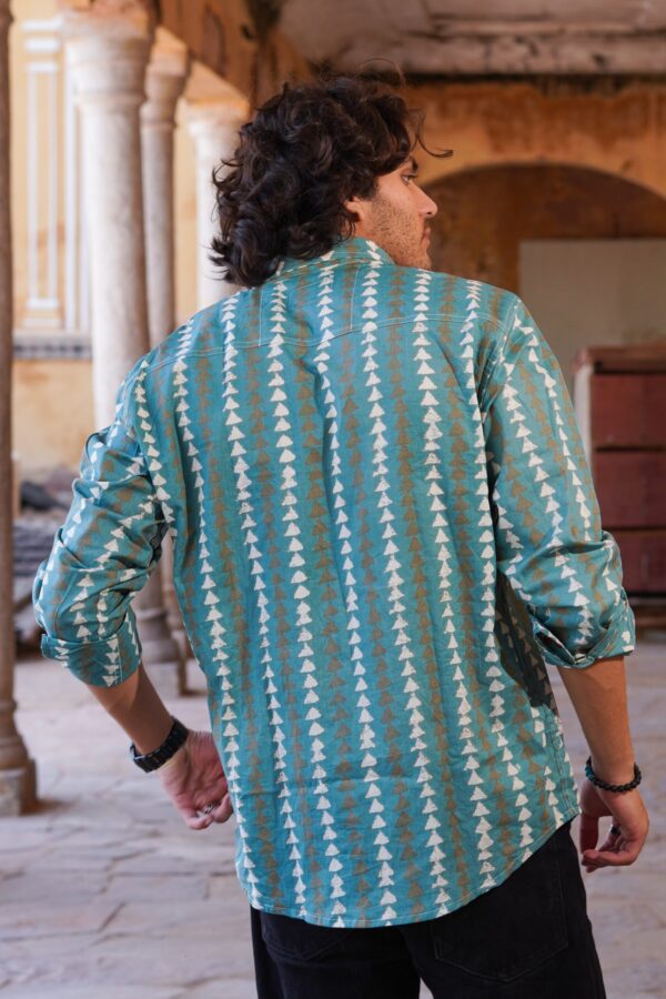 Blue JAIPURI Printed Cotton Full Sleeve Shirt - Image 4