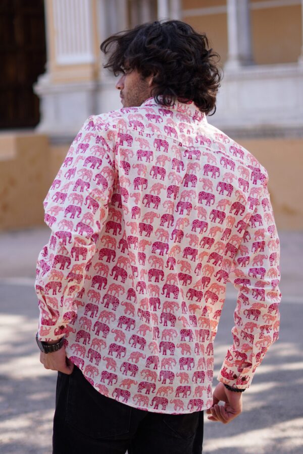 Full Sleeve Pink elephant Printed Shirt for men
