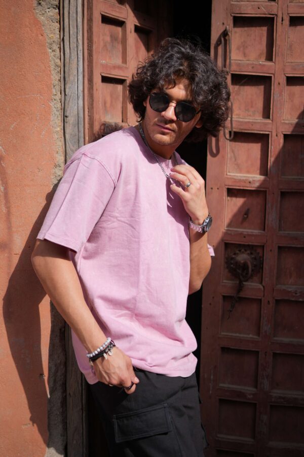 Acid Wash Pink Color Oversized T-Shirt