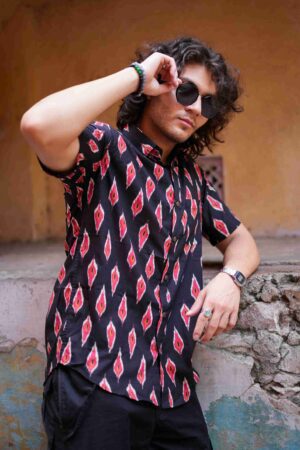 Fire/Red Leaf Printed Half Sleeve Shirt