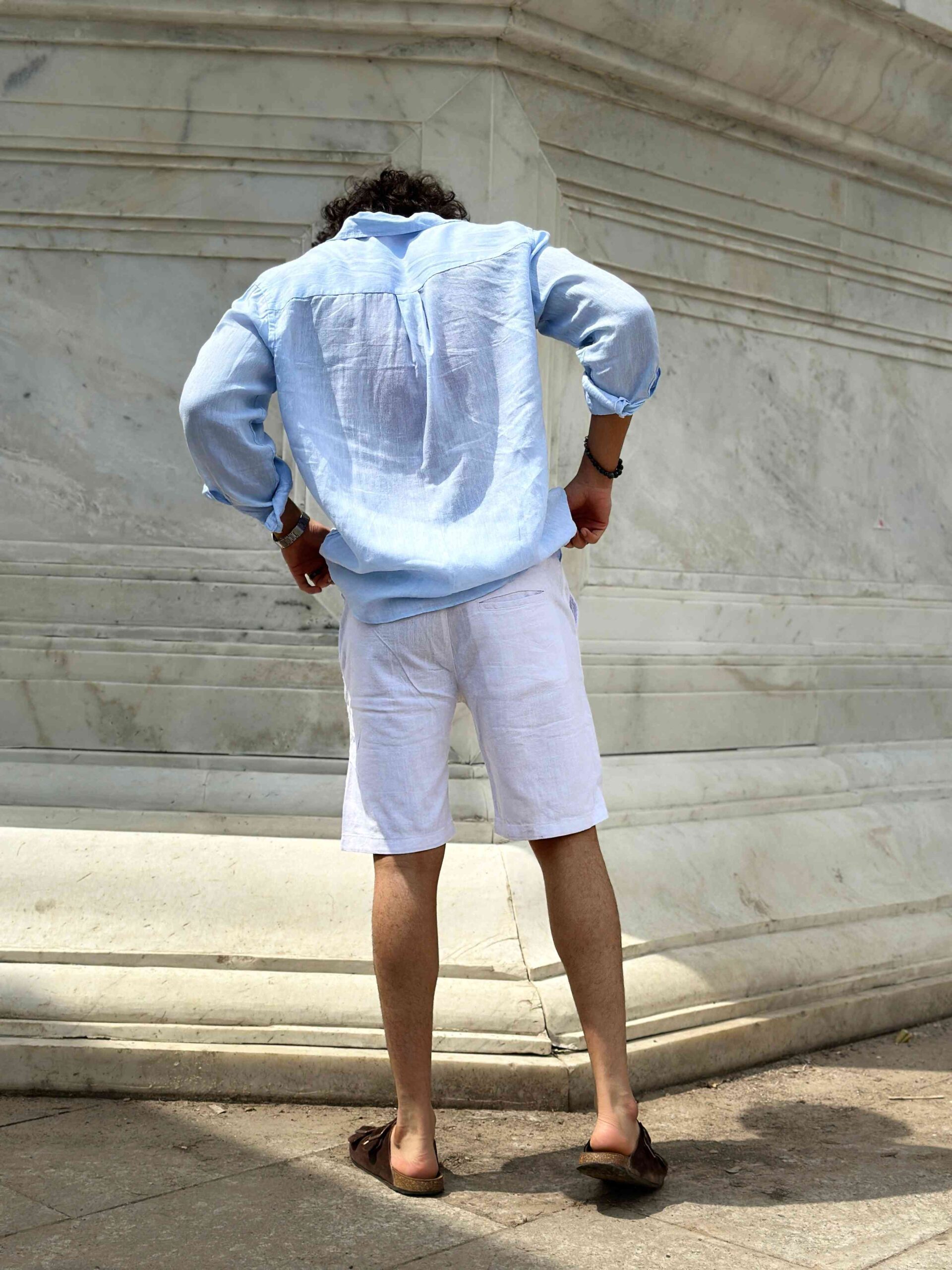 Comfort-Fit White Linen Shorts for Men